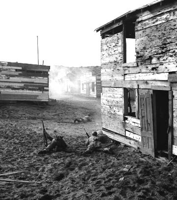 669. Infantry attacking mock village at Camp Cooke.